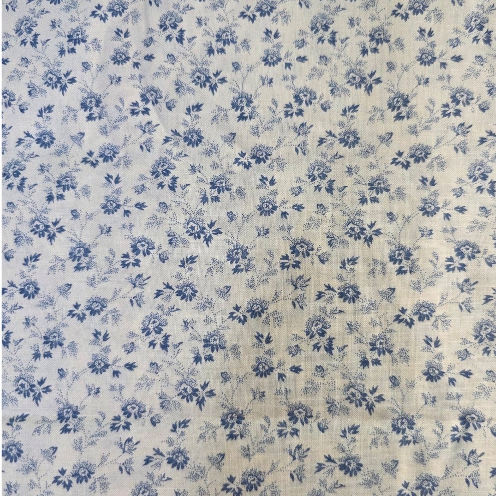 Cotton Fabric Blue Ditsy Floral Vintage Style 44" x 1yd